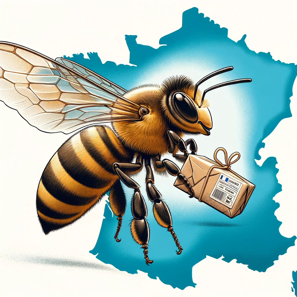 abeille avec un colis pour livraison dans toute la france